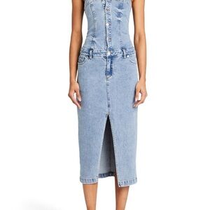 Women's Blue Denim Midi Skirt